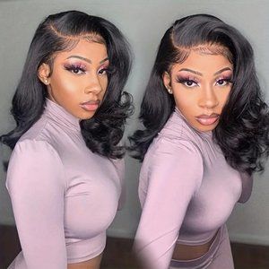 12" Natural Black 180% 4x4 HD Lace Closure Human Hair Body Wave Glueless Wig